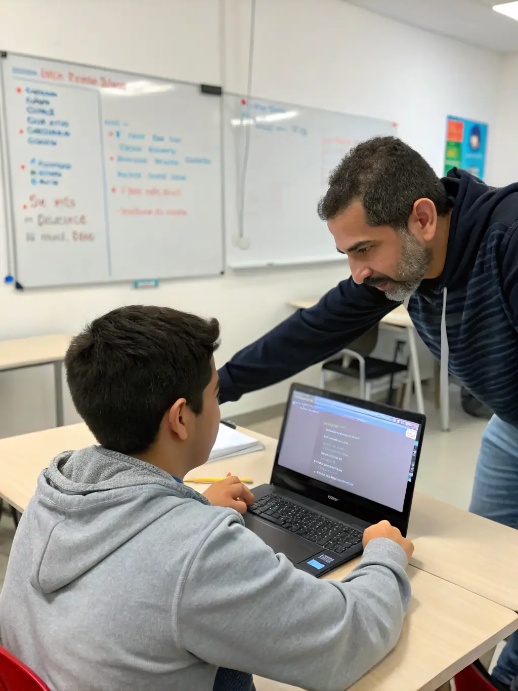 An experienced instructor leading a web development class, highlighting real-world expertise and interactive learning.