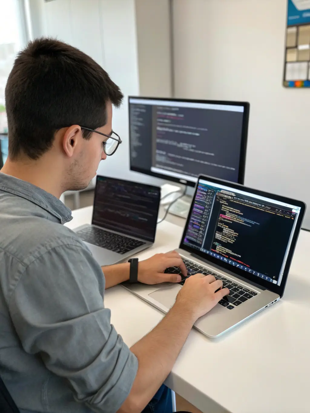 A professional web developer working on a project, representing the career opportunities available after completing Nextstream.site's courses.